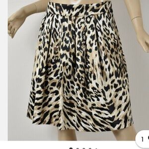 White House Black Market Sz 12 Animal Print Pleated Full Skirt • NEW!